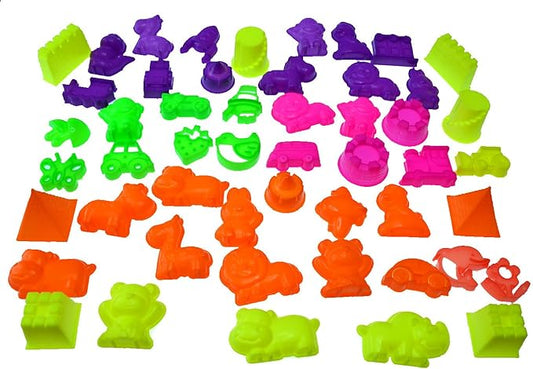 50 Piece Deluxe Sand Molds Set - Safari Animals, Mini Castles and Geometric Shapes (Sand not Included) Any Molding Sand