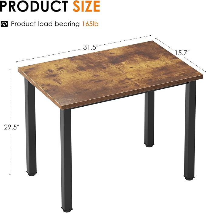 Need Small Computer Desk 31.5 inches Sturdy Writing Desk for Small Spaces, Teens Study Table Laptop Desk, Rustic Brown AC3-8040-FB