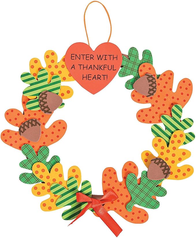 Enter with A Thankful Heart Wreath Craft Kit Makes 12 - Thanksgiving Crafts for Kids and Fun Home Activities