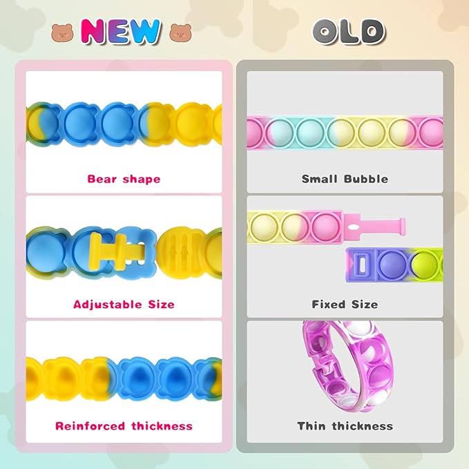 81 PCS Mini Pop Fidget Toys Pack Party Favors, Easter Silicone Squeeze Pop Bracelet it Bubble Fidget Bulk Sensory Toys, Pop Keychain Bubble Toy Party Bag Fillers for Kids, Wrap Pop Toy