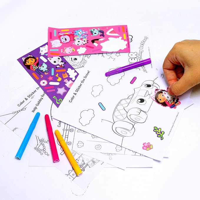 Gabby's Dollhouse Stow & Go Activity Kit, 17-Piece Travel Art Set, Preschool, Kids Toys for Ages 3 Up