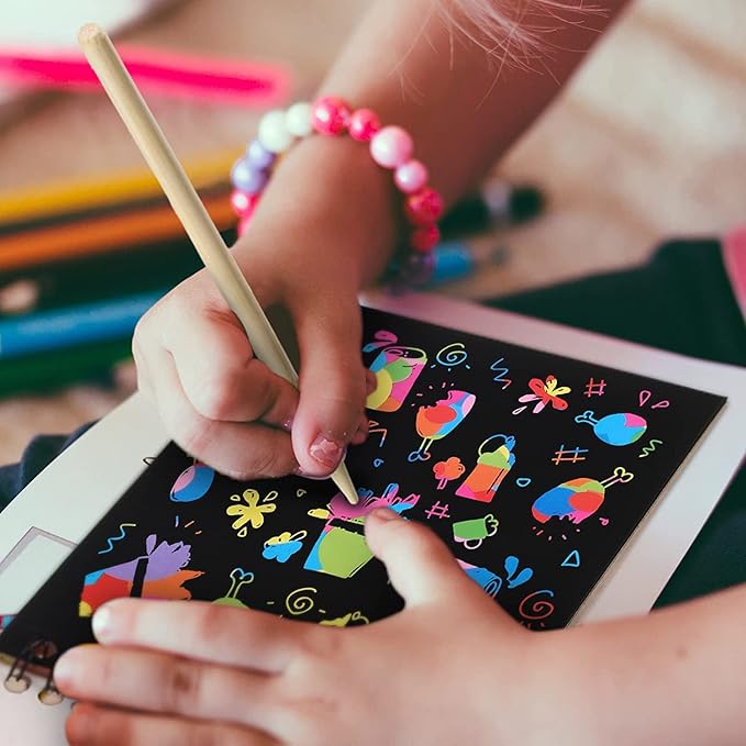 16 Pack Scratch Notebooks Art and Crafts for Kids Ages 4-8-12 Party Favors, Treasure Box Prizes for Kids Classroom Pinata Stuffers Goodie Bags Activities Drawing Girls Birthday Games