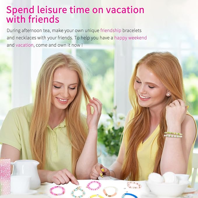 Friendship Bracelet Making Kit 96 Colors, 900pcs Letter Beads, 100pcs Number Beads, Gold Silver Spacer Beads Charms Clay Beads for Concert Friendship Bracelets Jewelry Polymer Heishi Beads