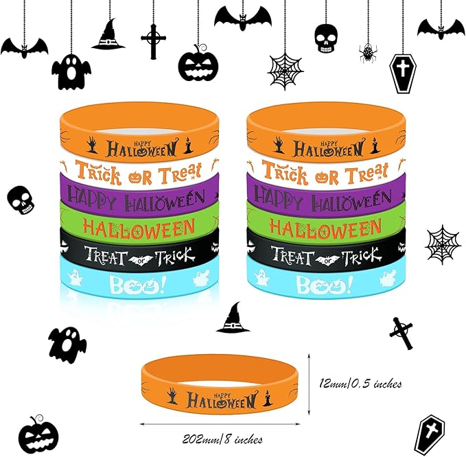 Capoda 200 Pcs Halloween Luminous Silicone Wristbands, Pumpkin Patterns Rubber Bracelets Glow in the Dark, for Kid over 6 Years Halloween Trick or Treat Party Favors Goodie Bag Stuffers Supplies