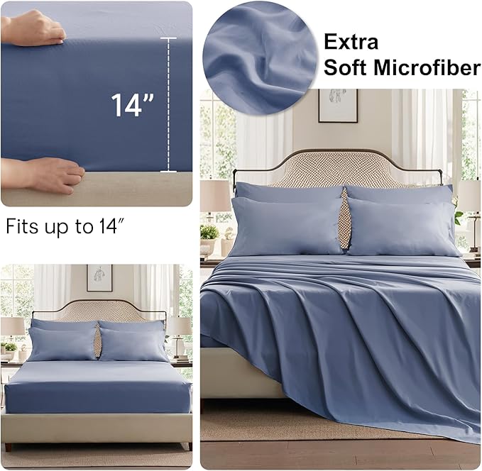 Anluoer Grayish Blue Twin Comforter Set 5 Pieces, Bed in a Bag with Sheets, All Season Bedding Sets with 1 Comforter, 1 Pillow Sham, 1 Pillowcase, 1 Flat Sheet, 1 Fitted Sheet