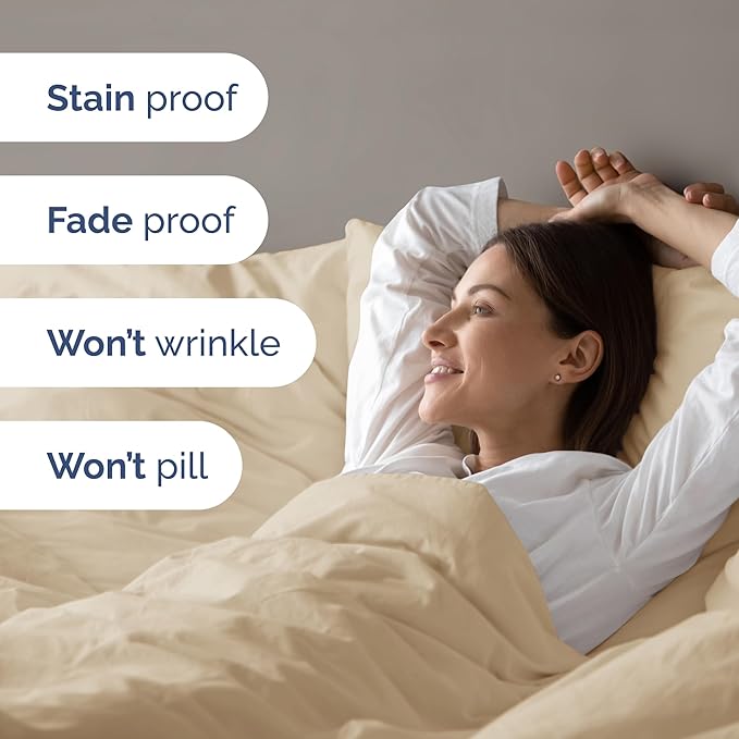 Duvet Cover Cal King Size Set - Extra Soft Cal King Size Duvet Cover 104 x 98 with 2 Pillow Shams - Hotel Luxury Easy Care & Fade Free w/Zipper Closures & Ties - Comfy Breathable Bedding Set (Cream)