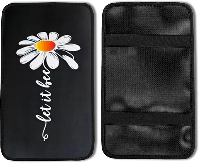 Daisy Vehicle Center Console Armrest Cover Pad,Daisy Car Accessories Soft Middle Console Cushion Pad,Auto Arm Rest Mat Decor Daisys Gifts for Women Men Dad for Most Vehicle SUV Truck