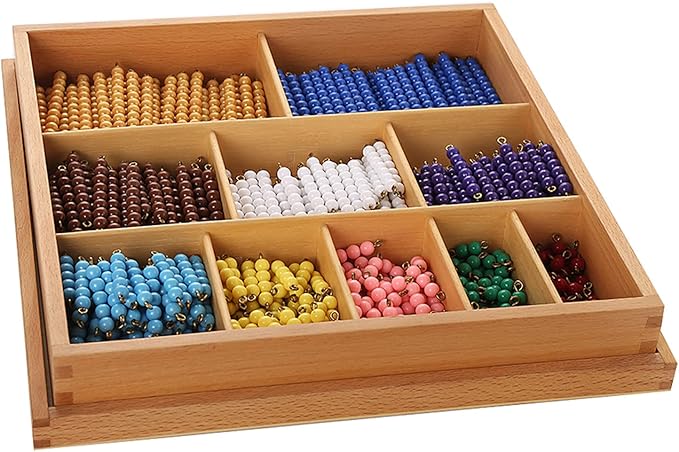 Leader Joy Montessori Math Materials Bead Decanomial with Box for Early Preschool Learning Toy