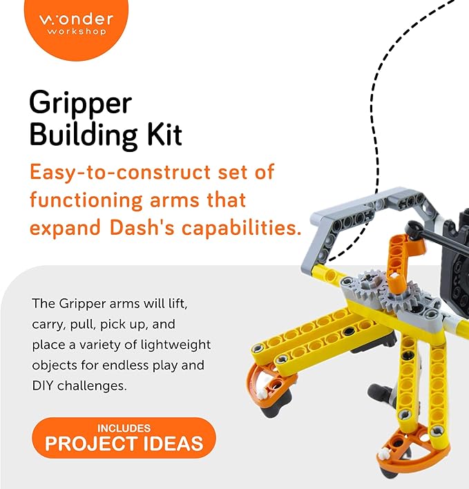 Wonder Workshop – Gripper Kit for Dash Robot for Kids 6+ – Free Programming Stem App – Visualize Your Code, Multicolor