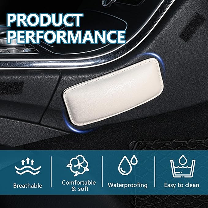 wuyaoyao 2PCS Car Door Armrest Pads, Soft Leather Elbow Pad Arm Rest for Car, Comfortable Car Knee Cushion, Automotive Elbow Leg Thigh Support Cushion Pillow, Interior Car Accessories (Beige)