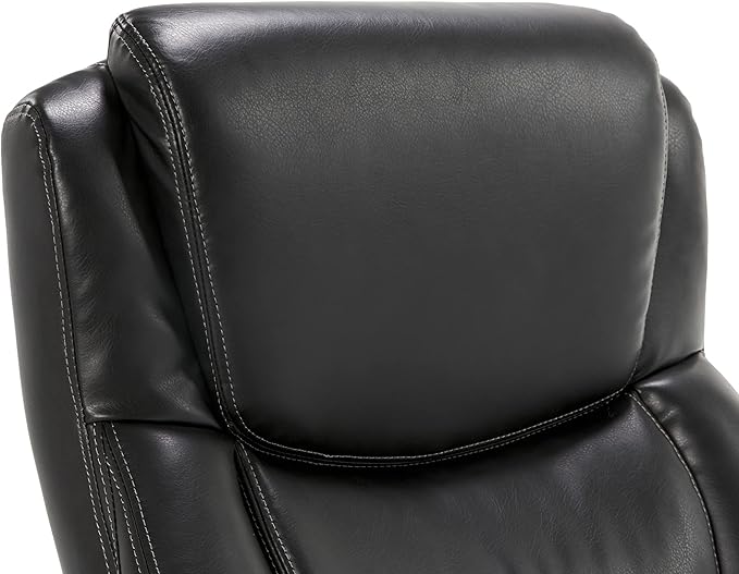 La-Z-Boy Delano Big & Tall Executive Office Chair, High Back Ergonomic Lumbar Support, Bonded Leather, Black with Weathered Gray Wood