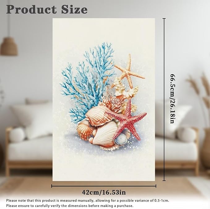 Starfish Recliner Headrest Protector Sea Shells Washable Sofa Headrest Cover Breathable Couch Headrest Covers for Home Office with 10 Twist Pins Set of 2