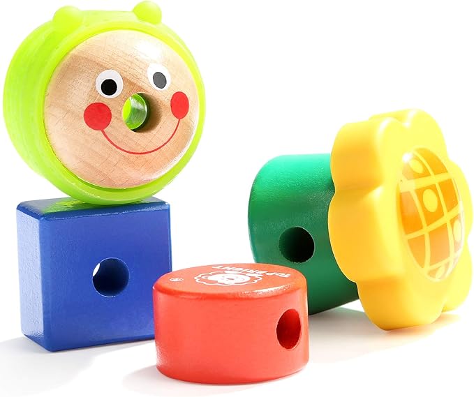 TOP BRIGHT Wooden Lacing Beads for Toddlers, Kids Fine Motor Skills Montessori Toys for 2 Year Old Girls Boys, Threading Toys for Two Year Old Girl Birthday Gifts