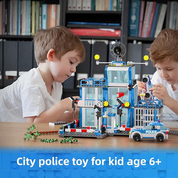 City Police Station Building Sets, 570pcs City Police Sets Toy Building Bricks Kit, Compatible with Lego，Gift for Boys 6-12