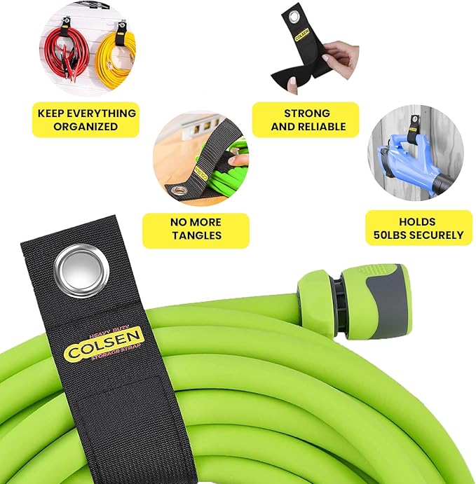 COLSEN Storage Strap – 15 inch large Heavy Duty Garage Organization Cable Keeper Wire Holder Outdoor rope strap Hose Hanger for extension cords RV Organizers Garden Anchor Marine Workshop (6Pack)