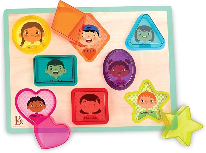 B. toys- Shapes & Emotions- Chunky Puzzle – Toddler Puzzle – Geometric Shapes & Emotions – Classic Toys for Kids – 2 Years +