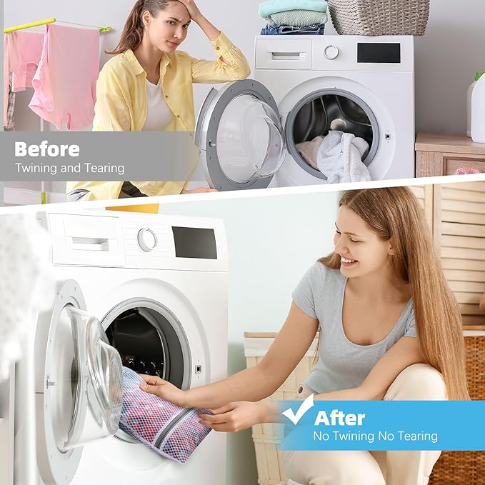 Honeycomb Mesh Laundry Bags for Delicates - 12x16 Inches Medium Washing Bags for Bras, Lingerie, Socks, Baby Clothes - Gentle Wash Protection with Zipper Closure (48)