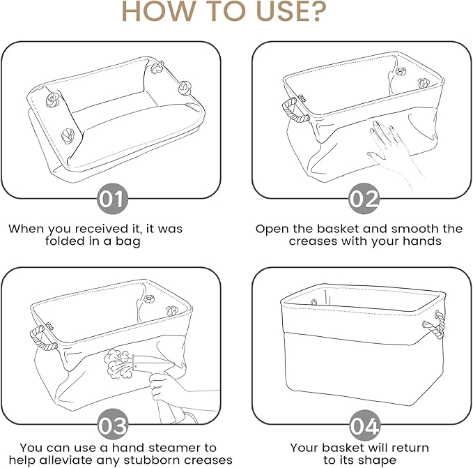 VQRTEXA Storage Baskets for Shelves 11.8x7.9x5.2 Inch, Foldable Fabric Storage Bins with Handles, Small Storage Baskets for Organizing Closet, Bathroom, Office, Home Organization (6-Pack, White&Gray)