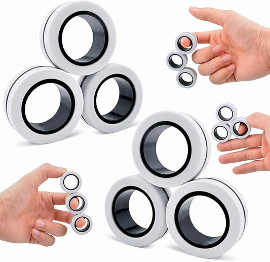 Cevioce 6 PCS Magnetic Ring Fidget Toys Set,Easter Basket Stuffers Finger Spinner Pack for Teens Adults and Kids,Coolest Magnet for ADHD Anxiety Relief Toy for 8+ Year Old Boys Valentine's Day Gifts