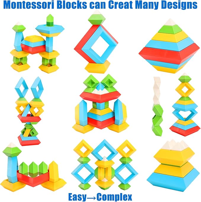Montessori Toys for Ages 3-6 Year Old Toddlers Boys Girls Preschool Learning Stacking Toy Building Blocks Educational STEM Sensory Toys Gifts
