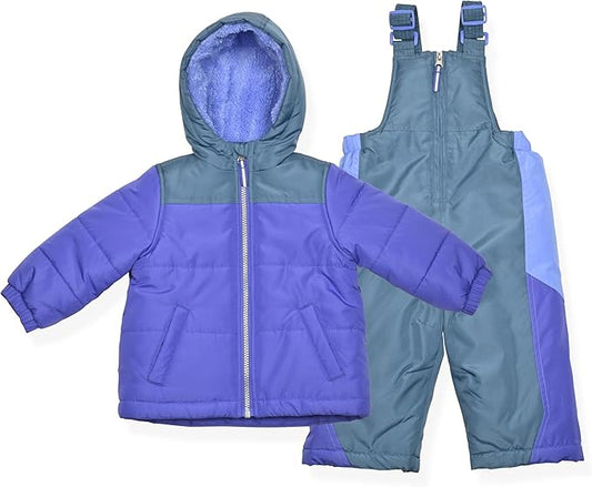Arctic Quest Little Girls Bib Snow Pants and Ski Jacket Water-Resistant Snowsuit For Kids Winter Jacket For Girls