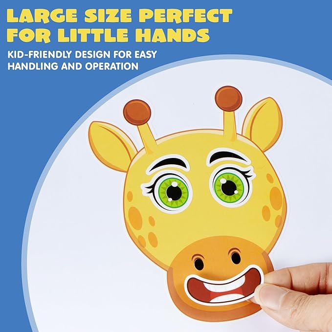 JOYIN 36PCS 9"x6" Make a face Stickers for Kids, Make Your Own Safari Animal Stickers, Jungle Party Favors Kids Crafts, Goodie Bags Stuffers, Classroom Rewards