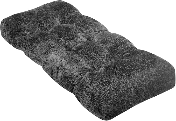 Bench Cushion 42 Inch - Luxury Chenille, High-Density Memory Foam, Non-Slip Bottom, Soft Durable Indoor Tufted Long Seat Cushion for Window Garden Furniture (Dark Gray, 42x16x4 Inch)