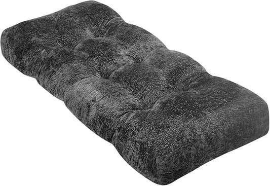 Bench Cushion 36 Inch - Luxury Chenille, High-Density Memory Foam, Non-Slip Bottom, Soft Durable Indoor Tufted Long Seat Cushion for Window Garden Furniture (Dark Gray, 36x14x4 Inch)