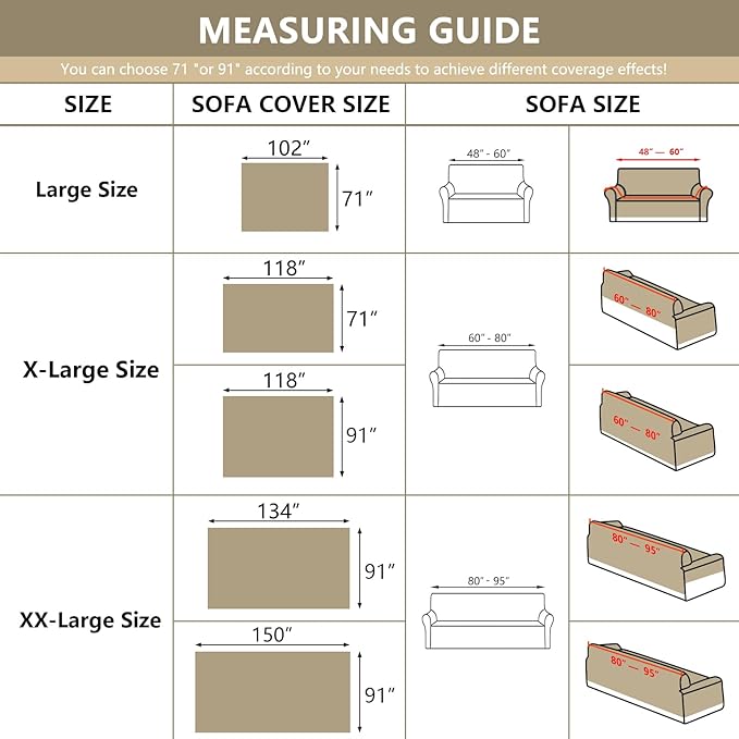 MYSKY HOME Couch Cover 2 Cushion Sofa with Tassel Chenille Sofa Covers for 2 Cushion Couch Sofa Slipcovers for Sectional l Shaped Couch Dogs Protector Furniture Covers, 71" X 118", Khaki