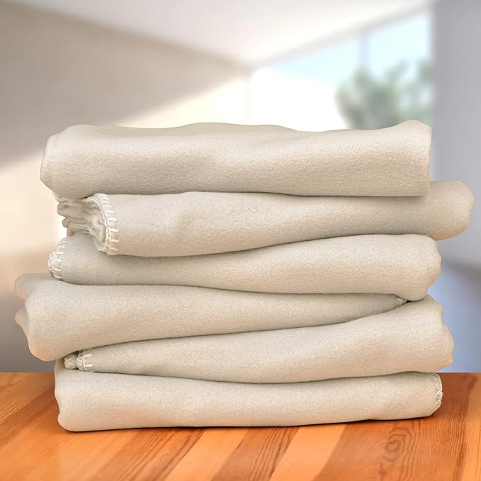 Fleece Throw Blanket Bulk Fleece Blankets Solid Lightweight Warm Soft Cozy Pet-Friendly for Home Bed Sofa Couch Dorm Office Wedding Gifts Travel Airplane for Seasons (Beige, Pack of 6-50x60 Inches)