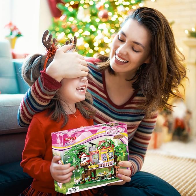 840 Piece Tree House Building Sets,Girls Creative Forest House Building Blocks Kit,STEM Friends Friendship Tree House with Swing Animals Flowers,Christmas Birthday Gifts for Girl Boy Age 6-12+