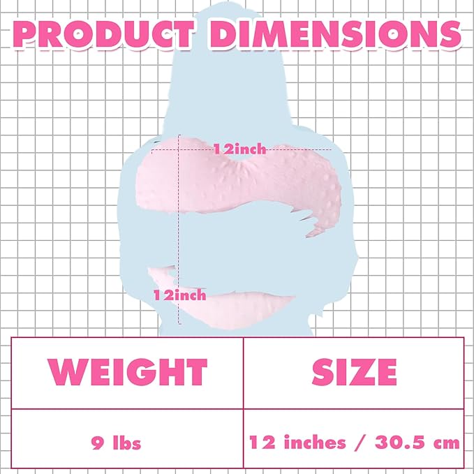 9 lb Sensory Weighted Pillow with Glass Bead Filled Heavy Soft Versatile Hug Body Pillow W/stress Relief for Adults Comfort Relaxation Sleep Valentine's Thoughtful Gift Hear(Pink)