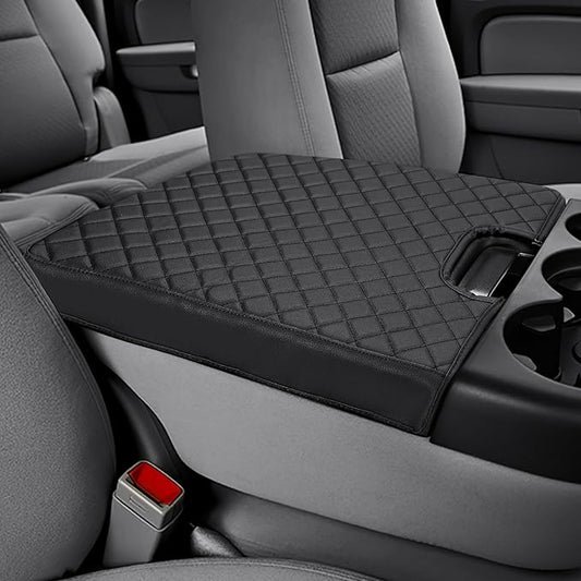 JOYTUTUS Center Console Cover Compatible with 2007-2013 Silverado Sierra Yukon Tahoe Suburban Avalanche Jump Seat, Leather Arm Rest Armrest Cover for Car, Middle Console Cover Replacement for Trucks