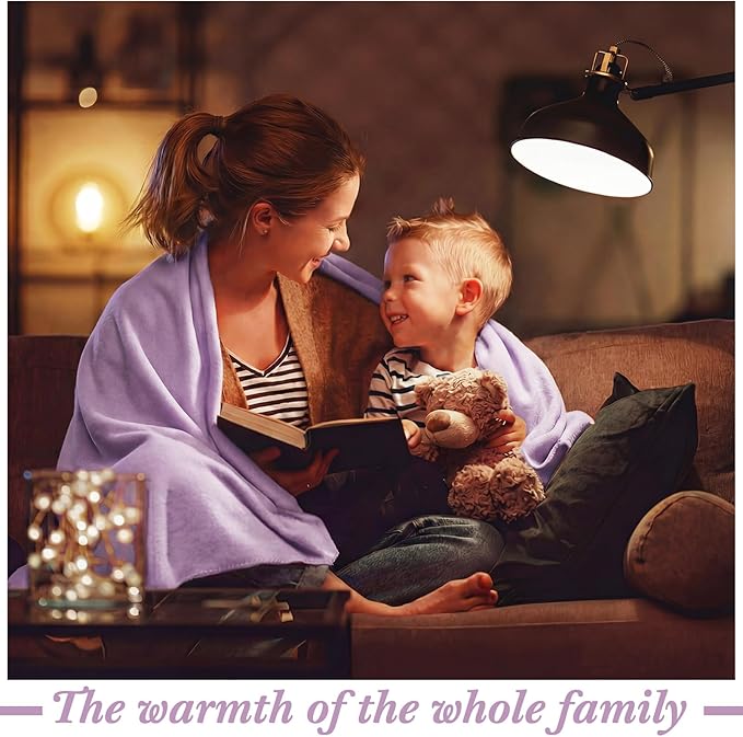 Buryeah 10 Pcs Fleece Blanket Bulk Soft Warm Blankets Cozy Fleece Lightweight Throw Blankets Plush Pet Throw Blanket for Home Bed Sofa Office Wedding Gifts Travel(50" X 60",Taro Purple)