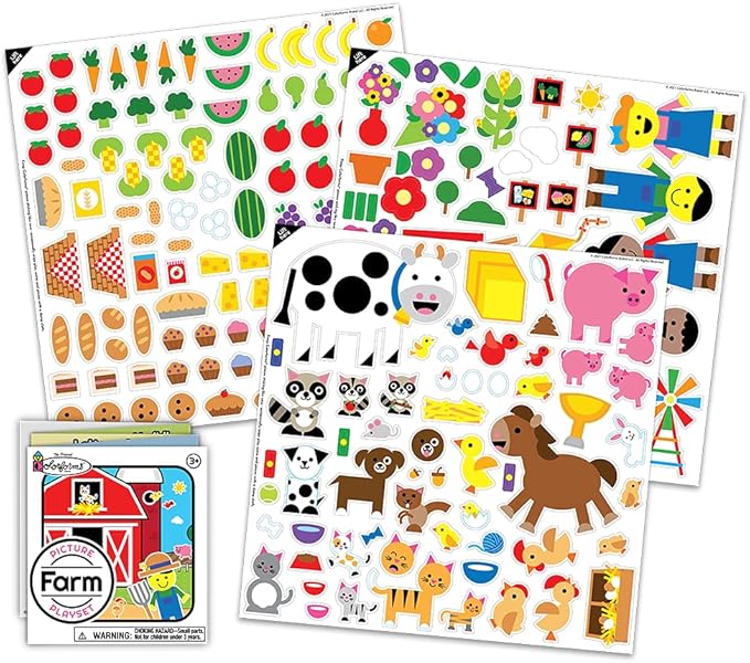 Colorforms Stickers for Kids – Sticker Book, Farm Picture Playset, Arts and Crafts, Toddler Stickers, Repositionable Pieces for Endless Story Fun, for Boys and Girls, Ages 3+