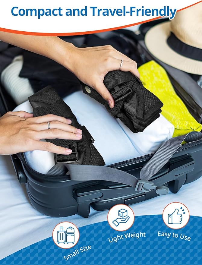 SARISUN 2 Pack Airplane Foot Hammock, Portable Travel Feet Rest Leg Relief, Ergonomic Hanging Sling for Long Flight,Car, Office Home, Comfort Support Travel Essentials, Black