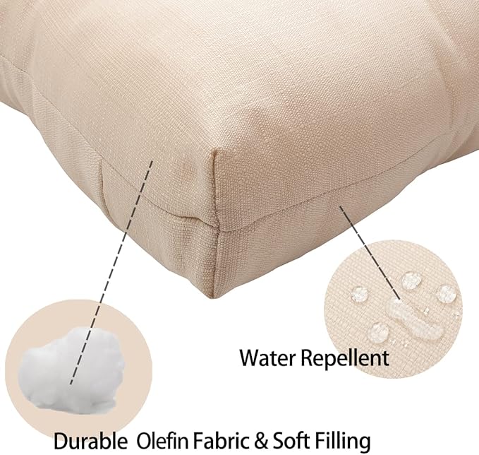 FUNHOME Outdoor Bench Cushion 48 x18 inch with Non-Slip Grips,Water Resistant Porch Swing Cushion,Bench Pillow Pads,Tufted Cushions for Patio Garden Furniture,48" Seat Cushions(Antique Beige)