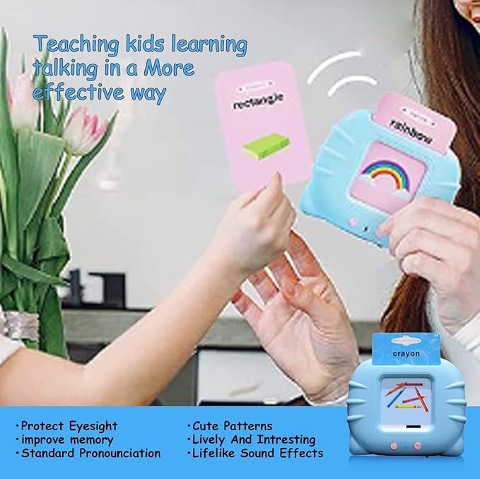 Talking Flash Cards for Toddler 1 2 3 4 Year Olds, Language Learning Toys, Pocket Speech Therapy Toys, Autism Toys, Montessori Toys with 224 Words, Children's Sensory Learning Educational Toys