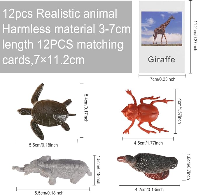 Yikko Montessori Animal Match Cards 48pcs - Insects and Animals Figurines and Cards, Montessori Materials Preschool Infant Toddlers Sorting Toys, Gift for 3 Years + Kids