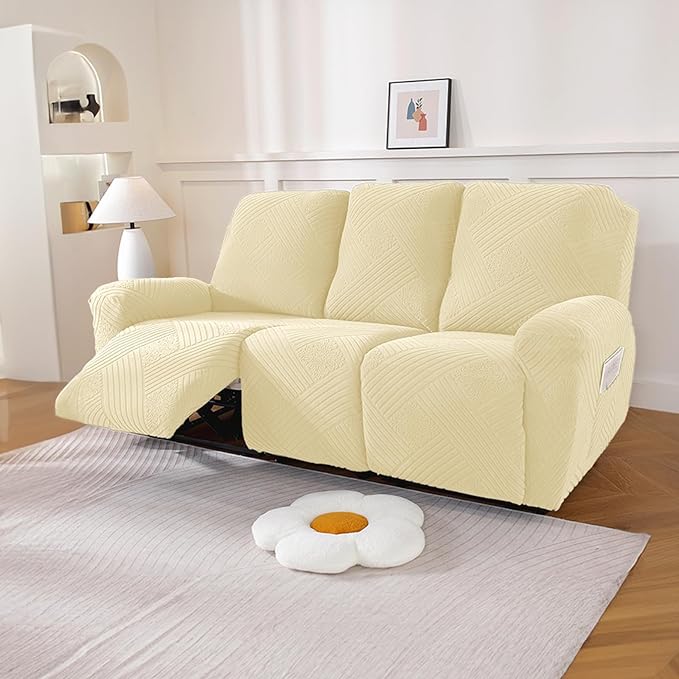 NORTHERN BROTHERS Recliner Sofa Covers 3 Seater - Reclining Sofa Covers Couch Covers for Reclining Couches Reclining Couch Covers, Beige