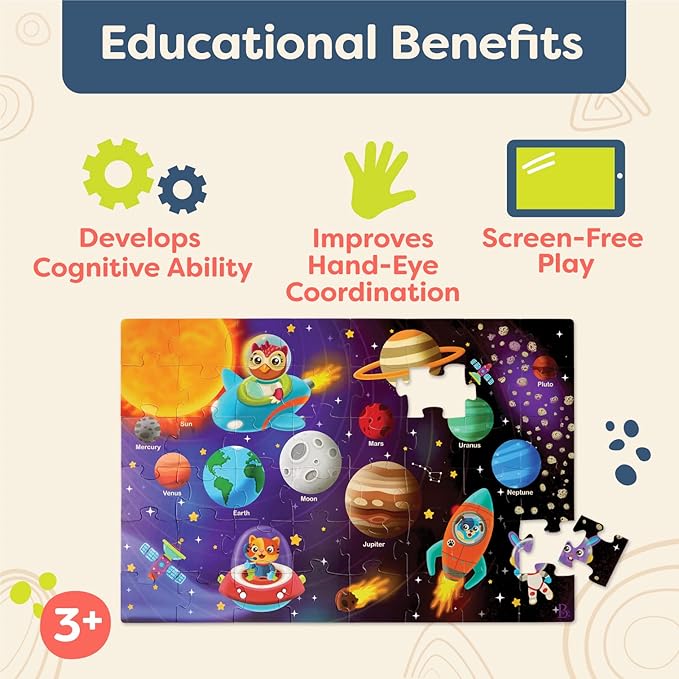 B. Toys – Floor Puzzle – 48-Piece Solar System Puzzle – Large 2 x 3 Feet Jigsaw Puzzle for Kids – Planets, Astronauts, Solar System, Space – 3 Years + – Gigantic Jigsaw - Solar System