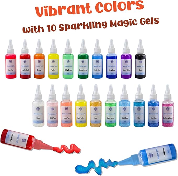 Aqua Fairy Water Gel Kit, Magic Water Elf Toy Kit with 20 Bottles of Magic Gel, 15 Molds, DIY STEM Toys, Water Squishy Kit for Kids, Fun Activity Kit for Ages 3+, Crafts for Kids Ages 4-8