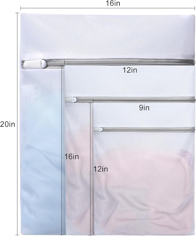 BAGAIL Laundry Bags Mesh Wash Bag for Intimates Lingerie and Delicates, 3Pcs(1S,1M,1L)