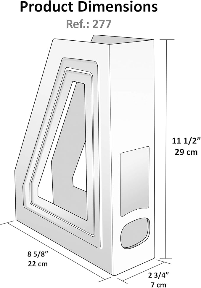 Acrimet Magazine File Holder – Vertical Rack for Documents, Folders and Mail, Durable Plastic Desk Organizer for Office & Home, Clear Crystal (2 Pack)