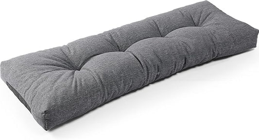 SUNROX LokGrip Non Slip Tufted Memory Foam Bench Cushion, FadeShield Water Resistant Durable Thicken Outdoor/Indoor Bench Seat Pads 54x16x4 inch, Heather Charcoal