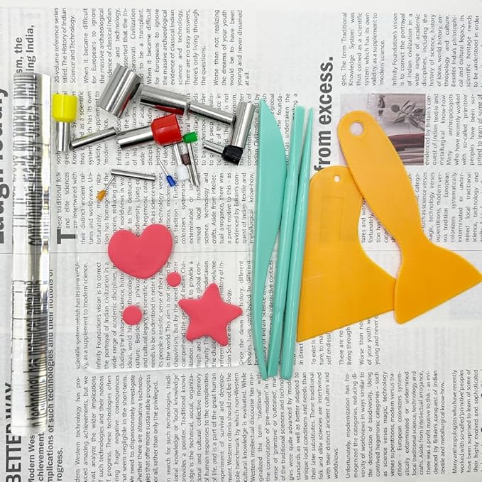 22PCS Polymer Clay Tool Set Acrylic Clay Roller with Acrylic Sheet Backing Board Clay Modeling Shaping Tool Plastic Clay Scraper Round Shape Clay Cutters for Pottery Polymer Clay DIY Sculpting Craft