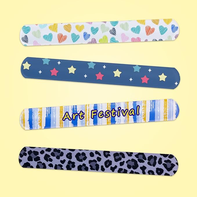 LOMIMOS 42PCS Blank Slap Bracelets,DIY Bands Wristbands Party Favors for Kids School Craft Projects Painting