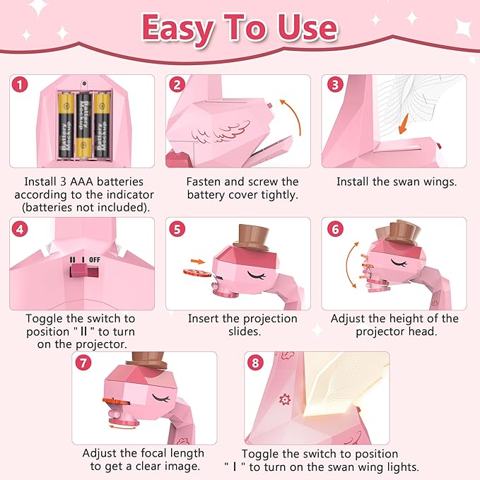 MFEESYOB Drawing Projector for Kids, Tracing and Drawing Projector for Kids with Cute Swan Look, Smart Art Sketcher Projector with 96 Stencils, Toddler Toys for Girls Boys 3+, Pink