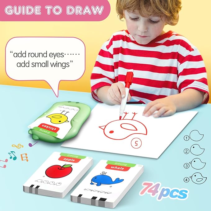 Talking Flash Cards, Reusable Writing Drawing Montessori Toys, Learning Toys for Ages 3-8 Years, 336 Words (Green, Pocket-Size)