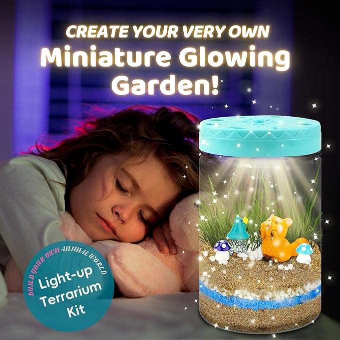 Light Up Terrarium Kit for Kids,Redpanda Gardening Kit for Boys and Girls,Creative Educational Gardening Toy,Arts and Crafts Activity Kits,Birthday Gifts for Ages 4 5 6 7 8-12